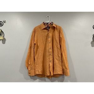 Via Uomo Orange Long Sleeve Button Down Shirt Large L 41/42